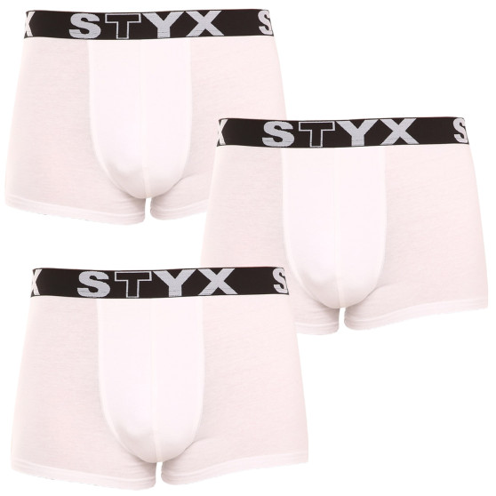 3PACK Boxers para hombre Styx goma deportiva blanco (3G1061)