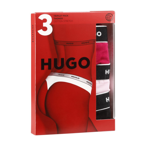 3PACK tanga de mujer HUGO multicolor (50480150 981)