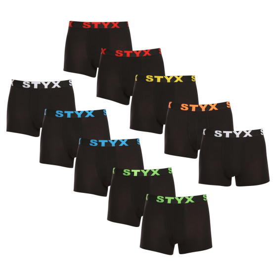 10PACK Boxers para hombre Styx goma deportiva negro (10G9601)