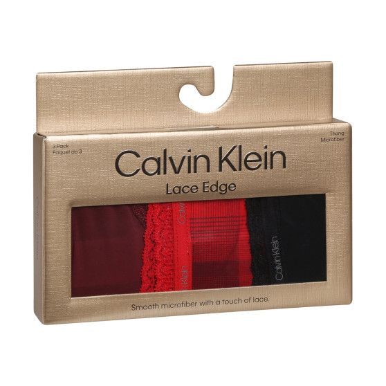 3PACK tanga de mujer Calvin Klein multicolor (QD5151E-I24)