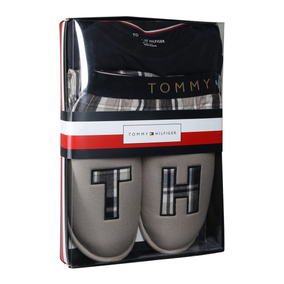 Pijama de hombre Tommy Hilfiger con zapatillas multicolor en caja de regalo (UM0UM02989 0S1)