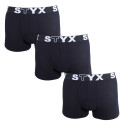 3PACK Boxers para hombre Styx goma deportiva sobredimensionado negro (3R960)