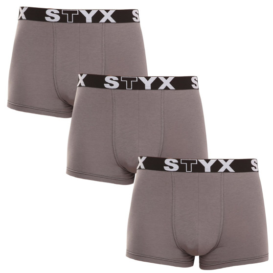 3PACK Boxers para hombre Styx sport elastic gris oscuro (3G1063)