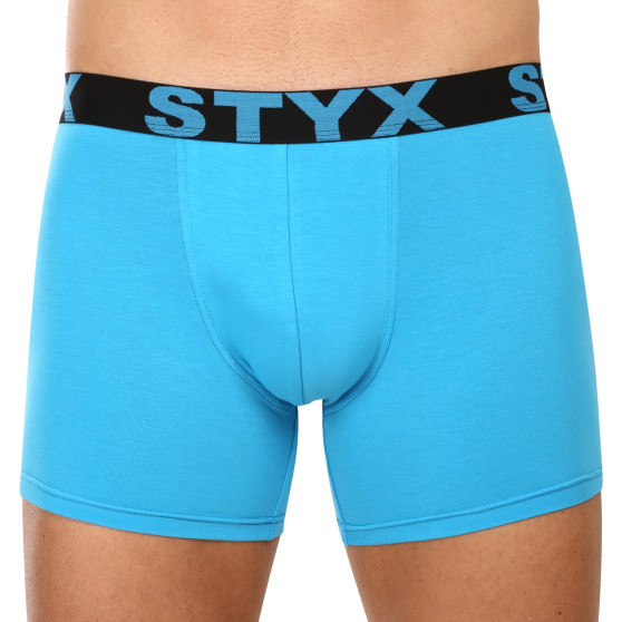 3PACK Boxers hombre Styx largo deportivo elástico azul claro (3U1169)