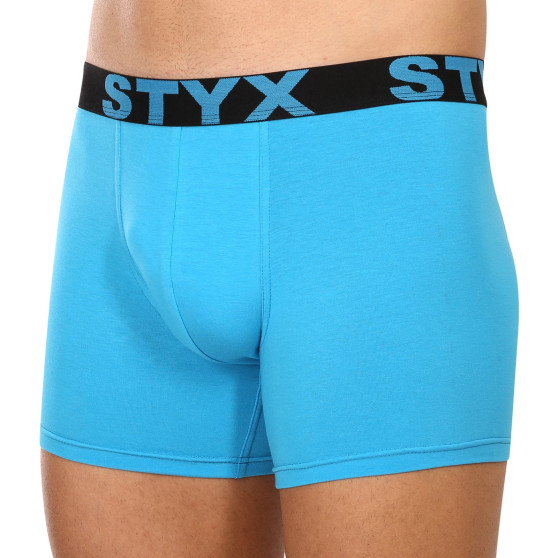 3PACK Boxers hombre Styx largo deportivo elástico azul claro (3U1169)