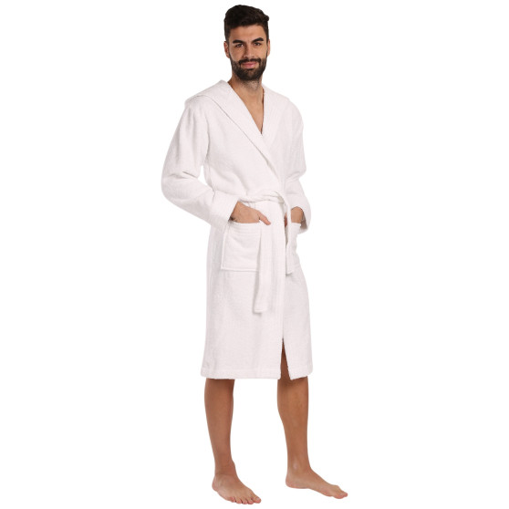 Albornoz con capucha para hombre L&L blanco (2104)