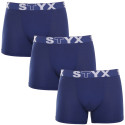 3PACK Boxers hombre Styx largo deportivo elástico azul oscuro (3U968)