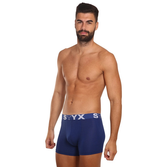 3PACK Boxers hombre Styx largo deportivo elástico azul oscuro (3U968)