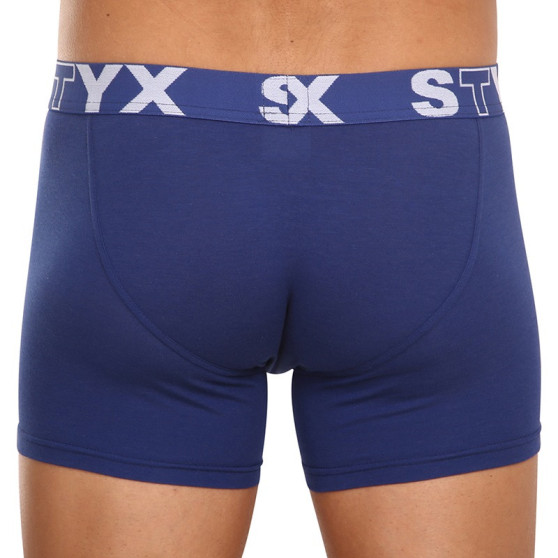 3PACK Boxers hombre Styx largo deportivo elástico azul oscuro (3U968)