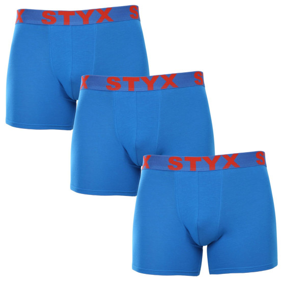 3PACK Boxers hombre Styx largo sport elástico azul (3U1167)