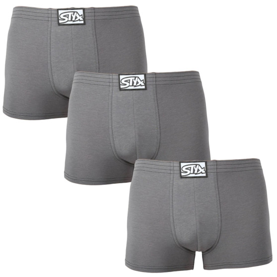 3PACK Boxers para hombre Styx goma clásica dark grey (3Q1063)