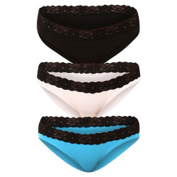 3PACK braguitas de mujer Styx con encaje multicolor (3IKK96019)