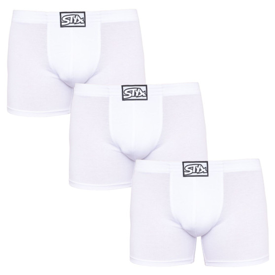 3PACK Boxers para hombre Styx largo clásico elástico blanco (3F1061)