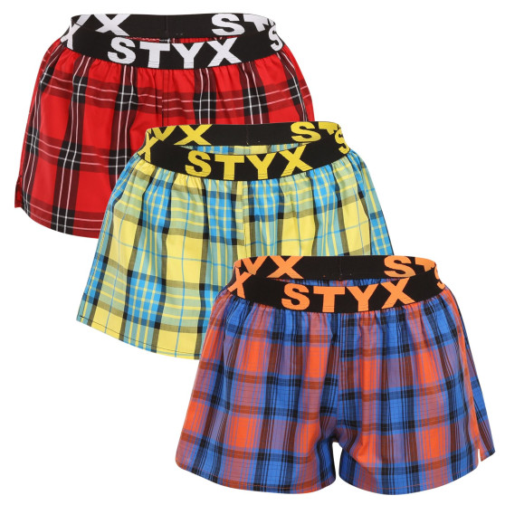 3PACK Calzones de mujer Styx deportivo elástico multicolor (3T10236)