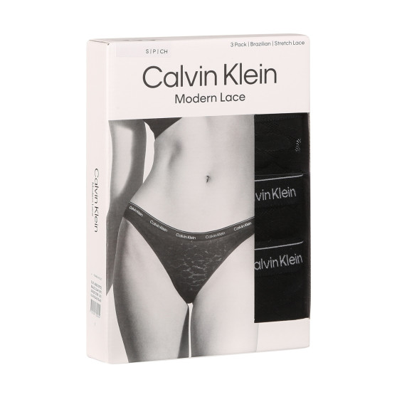 3PACK braguitas brasileñas de mujer Calvin Klein negro (QD5225E-UB1)