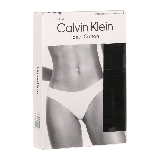 3PACK tanga de mujer Calvin Klein negro (QD5217E-UB1)