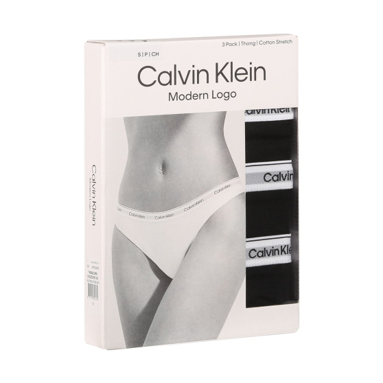 3PACK tanga de mujer Calvin Klein negro (QD5209E-UB1)