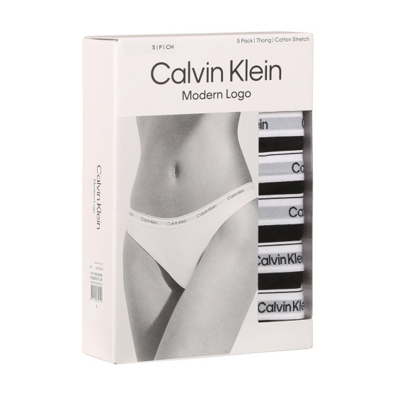 5PACK tanga de mujer Calvin Klein negro (QD5221E-UB1)