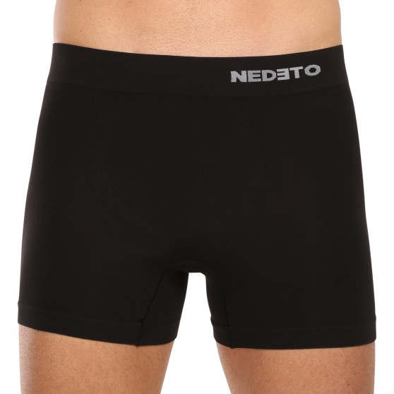 3PACK Boxers para hombre Nedeto bamboo sin costuras negro (3NDTB001S)