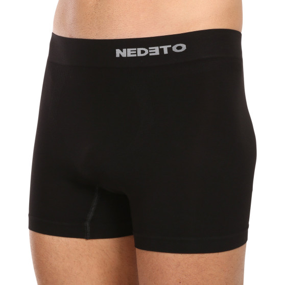 3PACK Boxers para hombre Nedeto bamboo sin costuras negro (3NDTB001S)