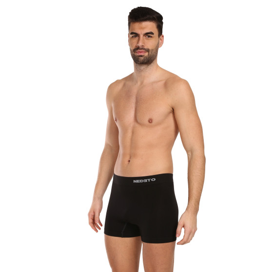 3PACK Boxers para hombre Nedeto bamboo sin costuras negro (3NDTB001S)