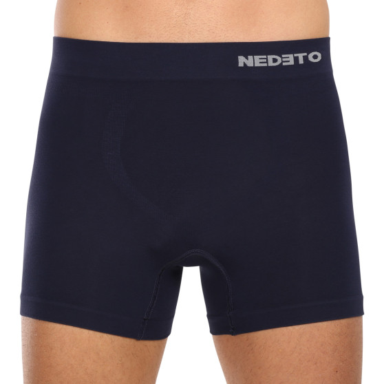 3PACK Boxers para hombre Nedeto bamboo azul sin costuras (3NDTB002S)