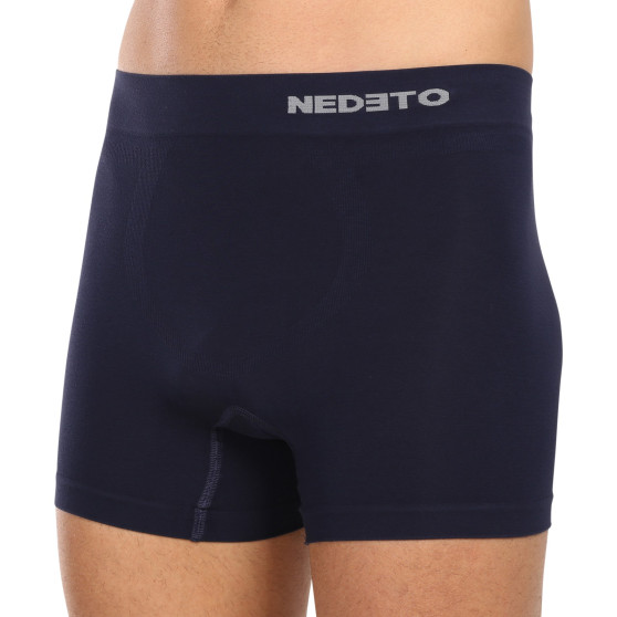 3PACK Boxers para hombre Nedeto bamboo azul sin costuras (3NDTB002S)