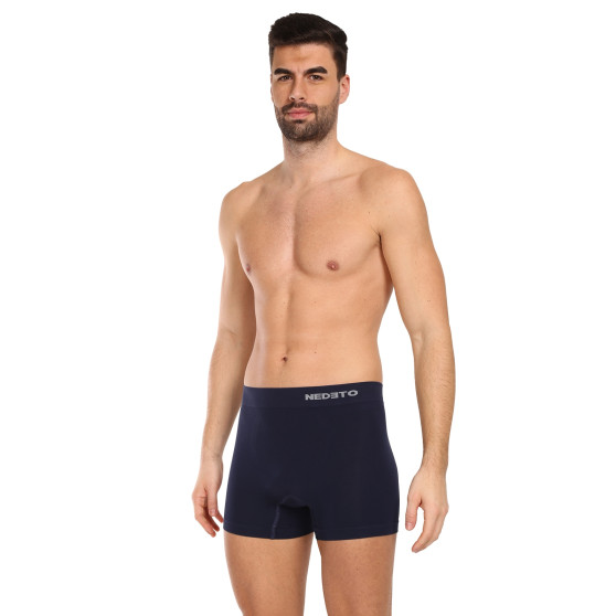 3PACK Boxers para hombre Nedeto bamboo azul sin costuras (3NDTB002S)