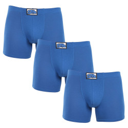 3PACK Boxers para hombre Styx largo clásico elástico azul (3F1167)