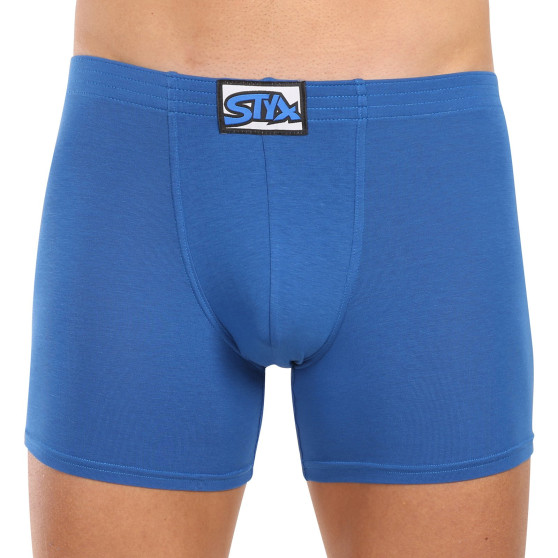 3PACK Boxers para hombre Styx largo clásico elástico azul (3F1167)