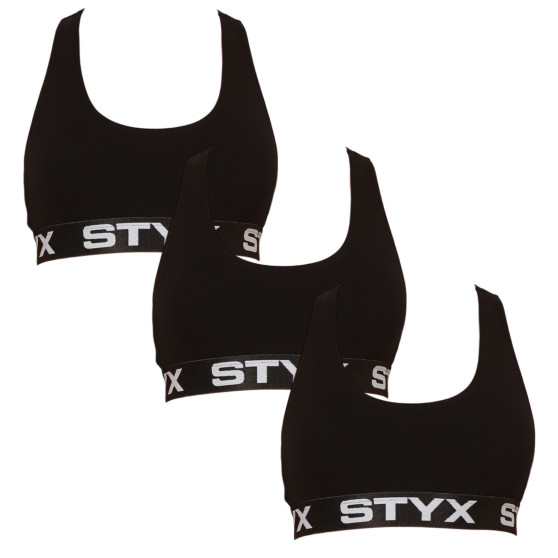 3PACK sujetador de mujer Styx sport negro (3IP0960)