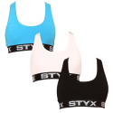 3PACK sujetador de mujer Styx sport multicolor (3IP09019)