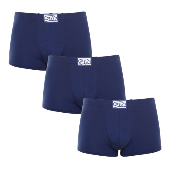 3PACK Boxers para hombre Styx goma clásica azul oscuro (3Q0968)