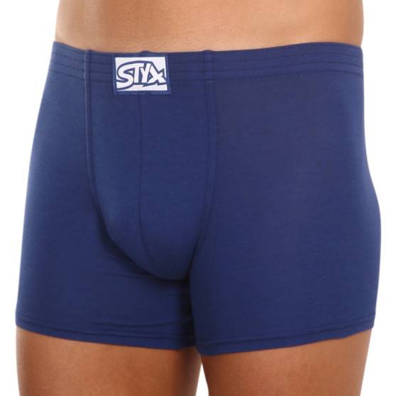 3PACK Boxers para hombre Styx largo clásico elástico azul oscuro (3F0968)