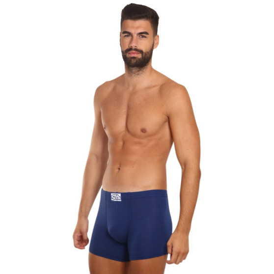 3PACK Boxers para hombre Styx largo clásico elástico azul oscuro (3F0968)