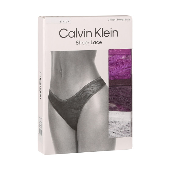 3PACK tanga de mujer Calvin Klein multicolor (QD5216E-NOW)