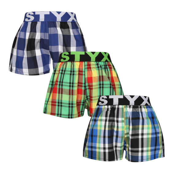 3PACK pantalón corto para niños Styx elástico deportivo multicolor (3BJ11789)