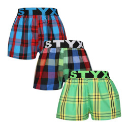 3PACK pantalón corto para niños Styx elástico deportivo multicolor (3BJ11123)