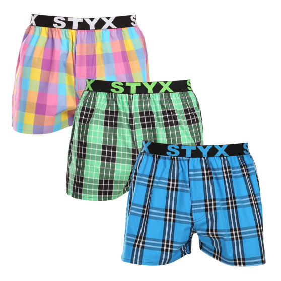 3PACK Calzones de hombre Styx deportivo elástico multicolor (3B102830)