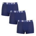 3PACK Boxers para hombre Styx goma deportiva azul oscuro (3G968)