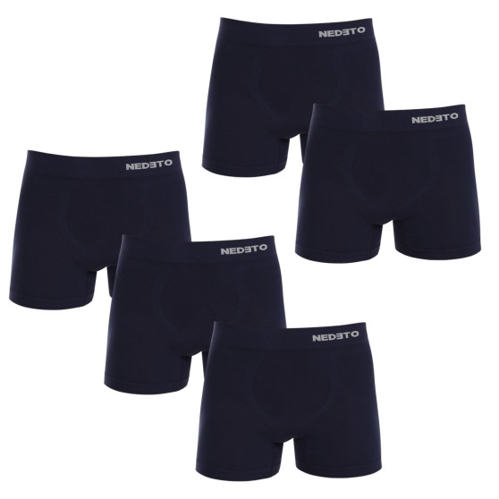 5PACK Boxers para hombre Nedeto bamboo azul sin costuras (5NDTB002S)