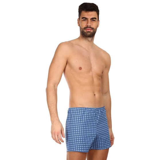 3PACK Calzones de hombre Foltýn cuadros azules (3xK54)