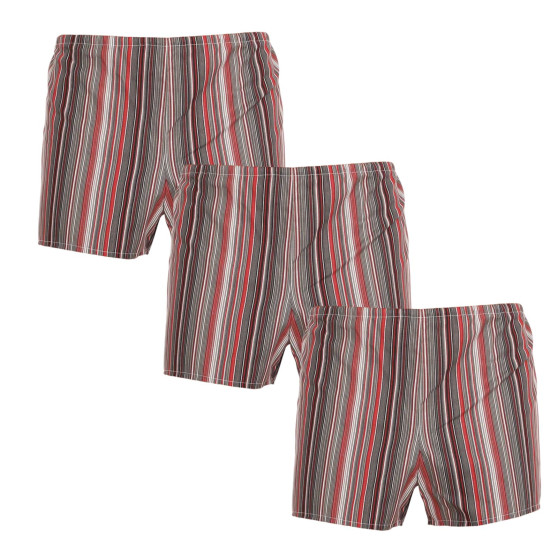 3PACK Calzones de hombre Foltýn rayas rojas oversize (3xKN76)