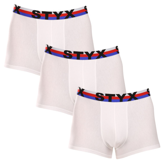 3PACK Boxers para hombre Styx goma deportiva blanco tricolor (3G2061)