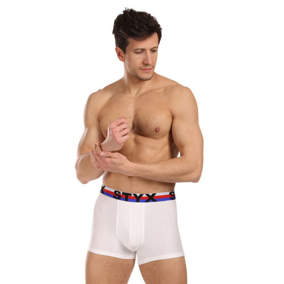 3PACK Boxers para hombre Styx goma deportiva blanco tricolor (3G2061)