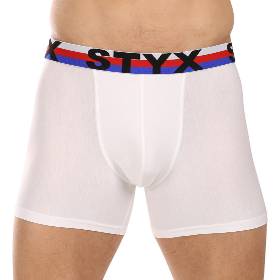 3PACK Boxers hombre Styx largo deportivo elástico blanco tricolor (3U2061)