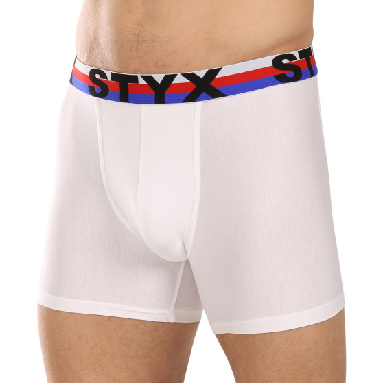 3PACK Boxers hombre Styx largo deportivo elástico blanco tricolor (3U2061)