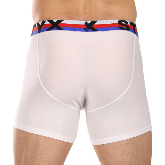 3PACK Boxers hombre Styx largo deportivo elástico blanco tricolor (3U2061)