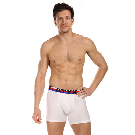 3PACK Boxers hombre Styx largo deportivo elástico blanco tricolor (3U2061)