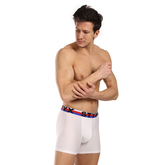 3PACK Boxers hombre Styx largo deportivo elástico blanco tricolor (3U2061)